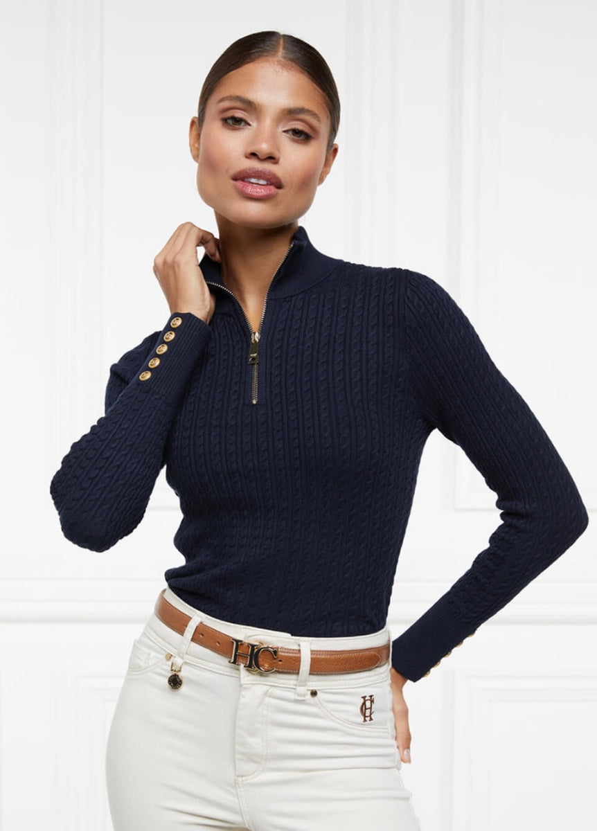 Holland Cooper Ava Quarter Zip Knit - Ink Navy