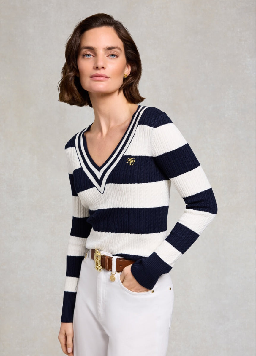 Holland Cooper Badminton Knit - Ink Navy Stripe