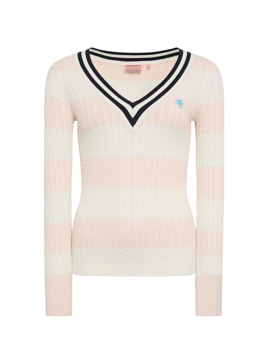 Holland Cooper Badminton Knit - Blush Natural Stripe