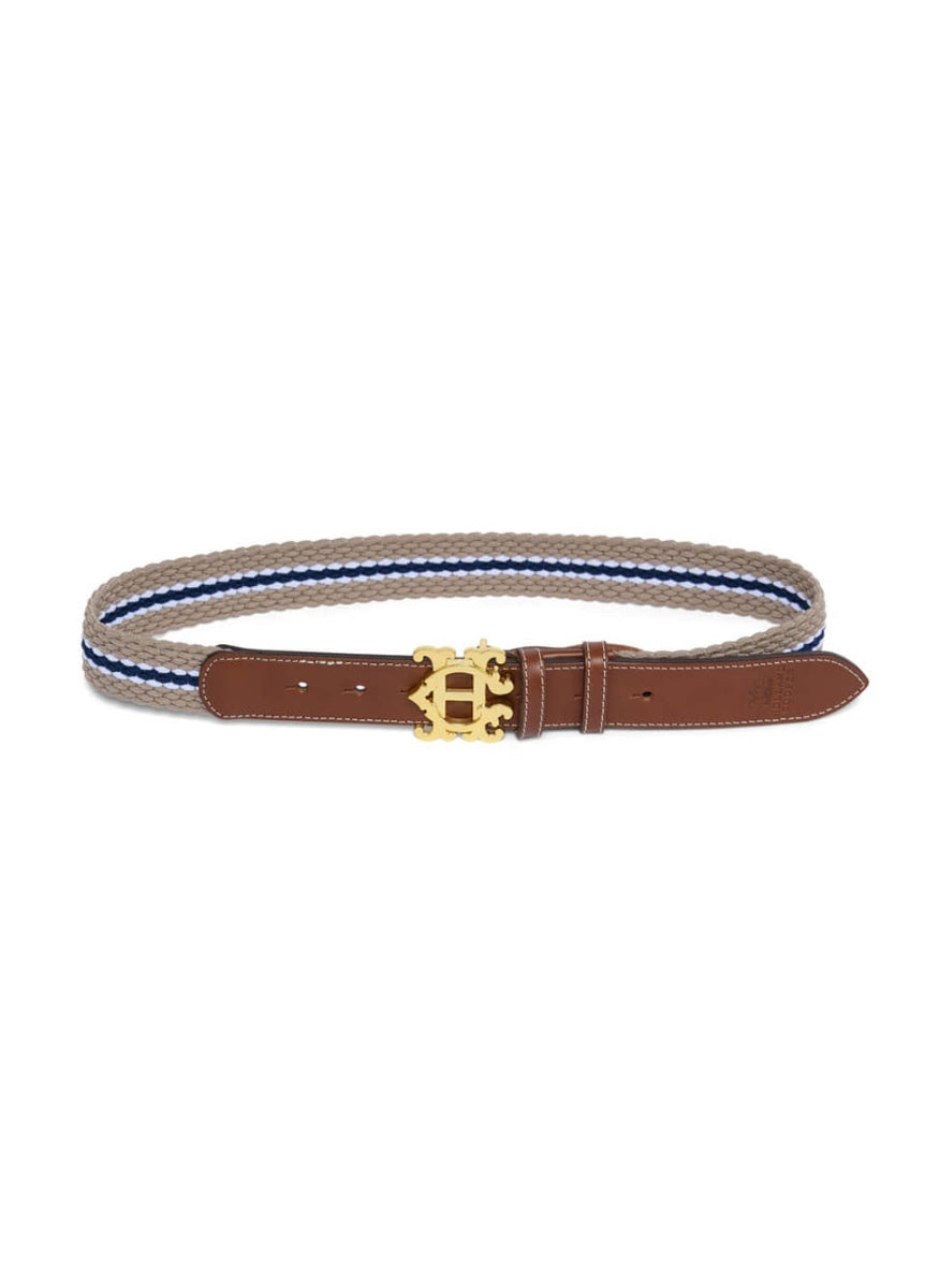 Holland Cooper Elasticated Cord Belt - Stone Navy Ecru