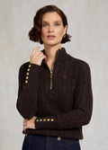 Holland Cooper Bridget Quarter Zip Knit - Chocolate