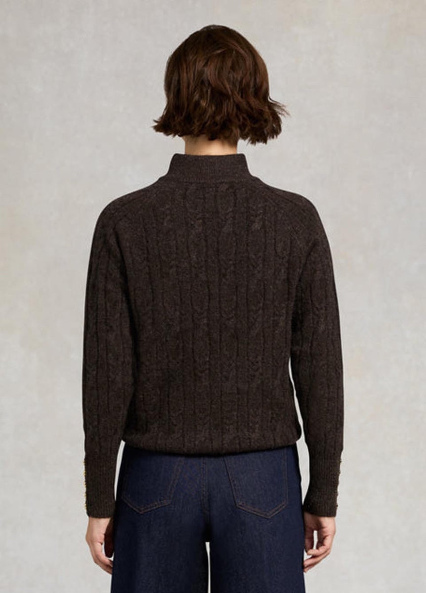 Holland Cooper Bridget Quarter Zip Knit - Chocolate