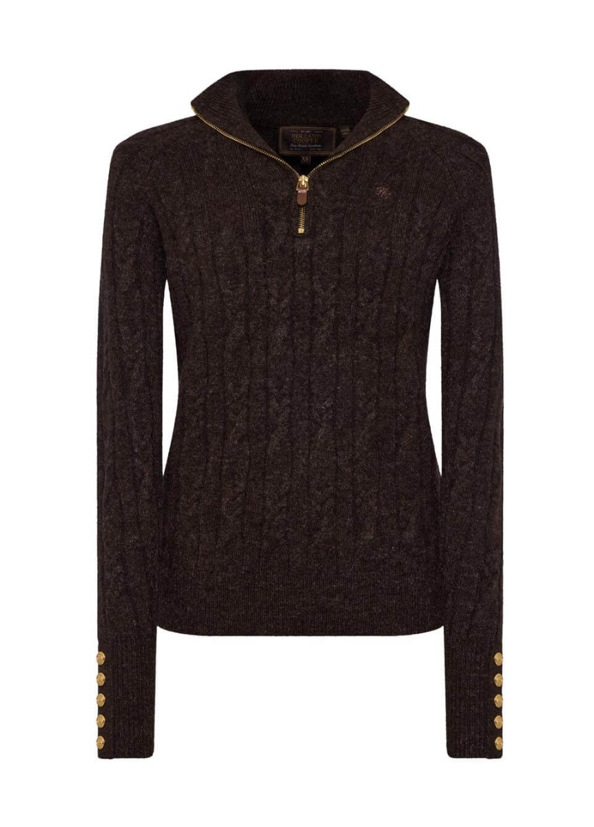 Holland Cooper Bridget Quarter Zip Knit - Chocolate