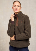 Holland Cooper Country Fleece Quarter Zip - Khaki Borg