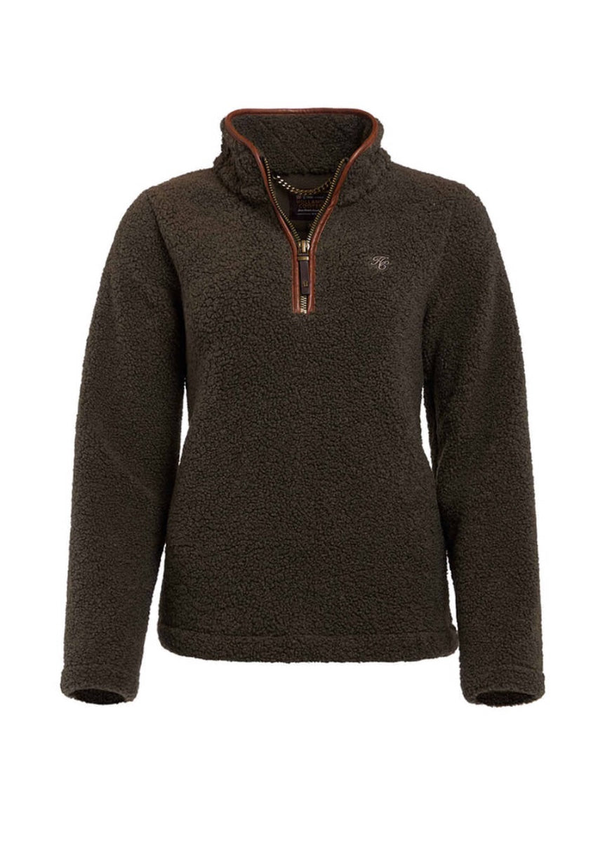 Holland Cooper Country Fleece Quarter Zip - Khaki Borg