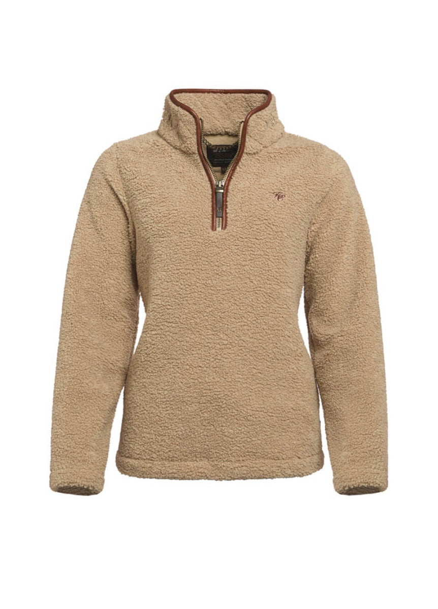 Holland Cooper Country Fleece Quarter Zip - Natural Borg