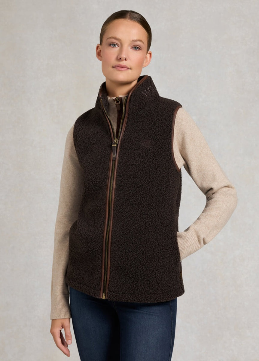 Holland Cooper Country Fleece Gilet - Chocolate Borg