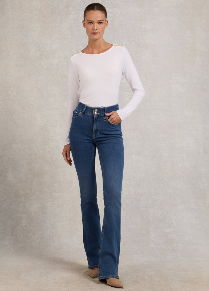 Holland Cooper High Rise Flared Jean - Denim
