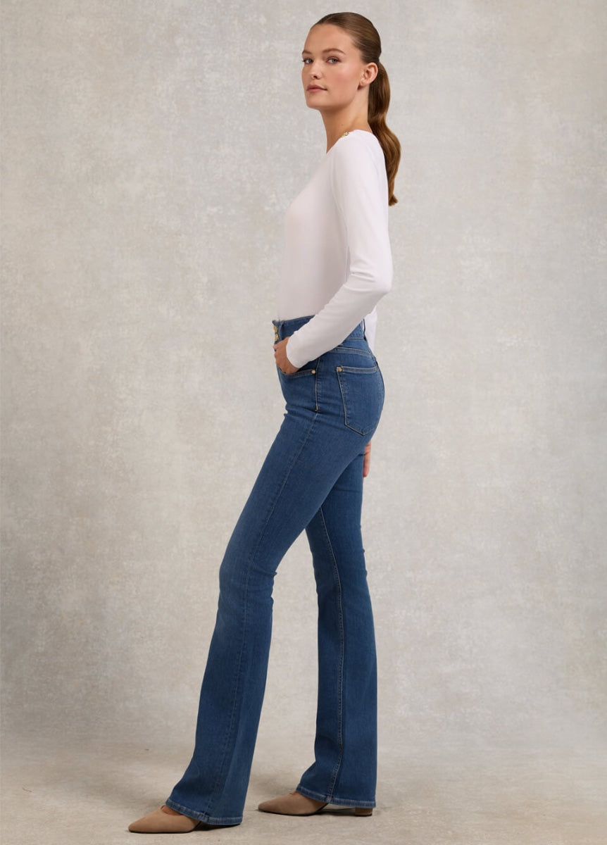 Holland Cooper High Rise Flared Jean - Denim