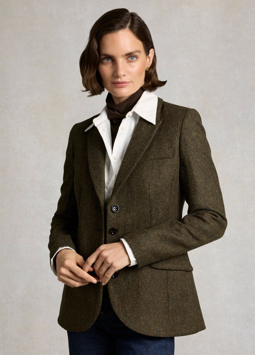 Holland Cooper Hacking Jacket - Dark Green Herringbone