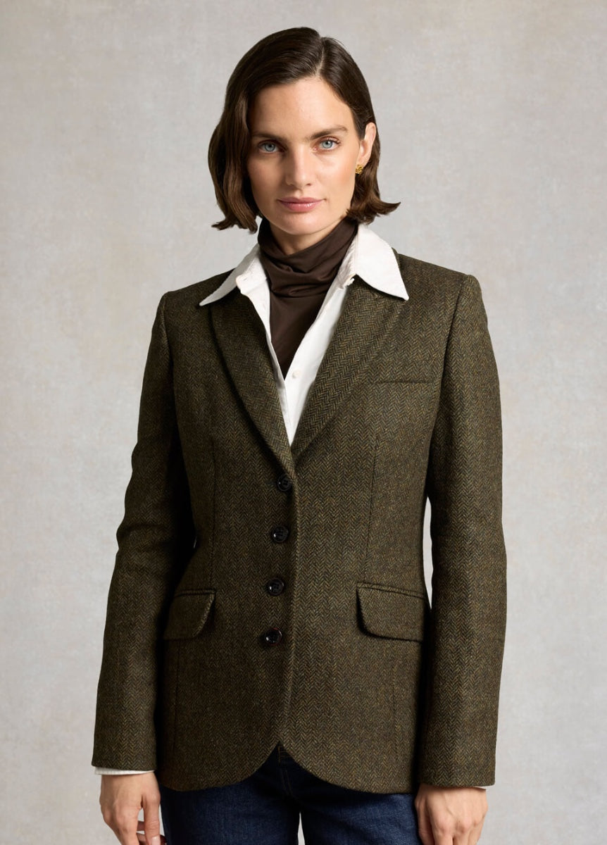 Holland Cooper Hacking Jacket - Dark Green Herringbone
