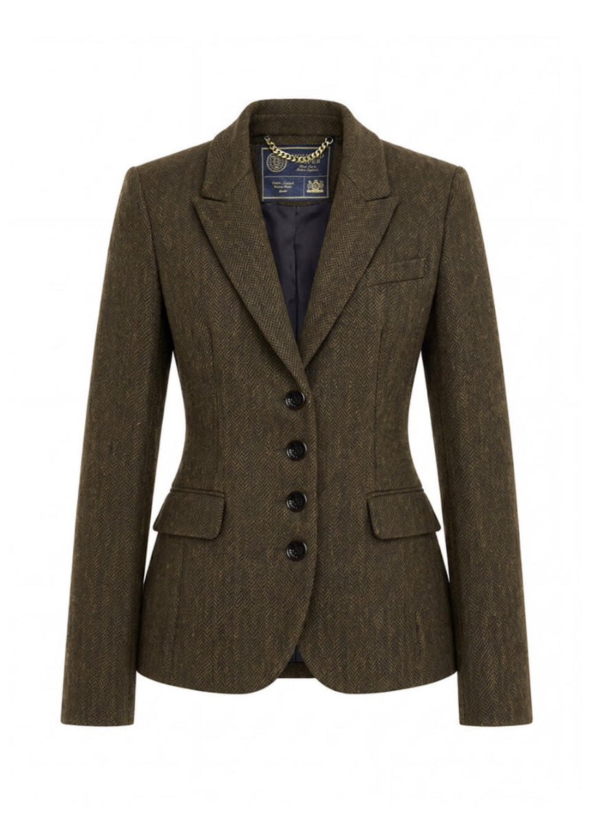 Holland Cooper Hacking Jacket - Dark Green Herringbone