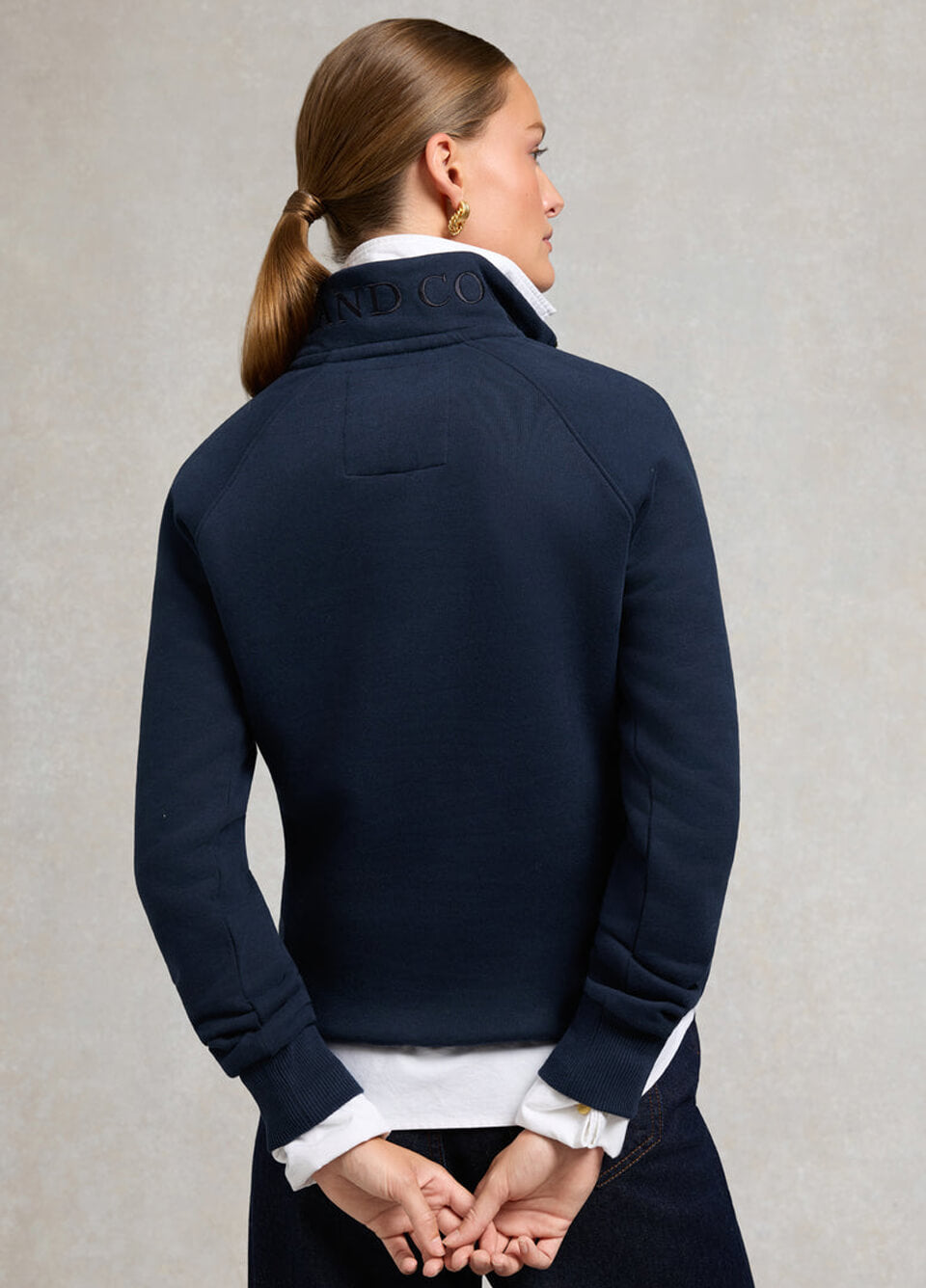 Holland Cooper Sporting Goods Zip Henley - Ink Navy