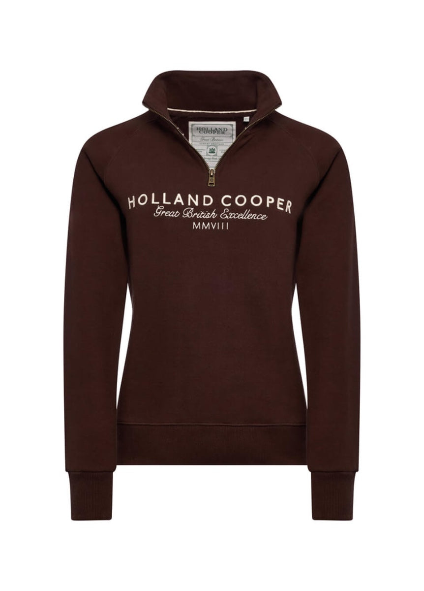Holland Cooper Sporting Zip Henley - Walnut
