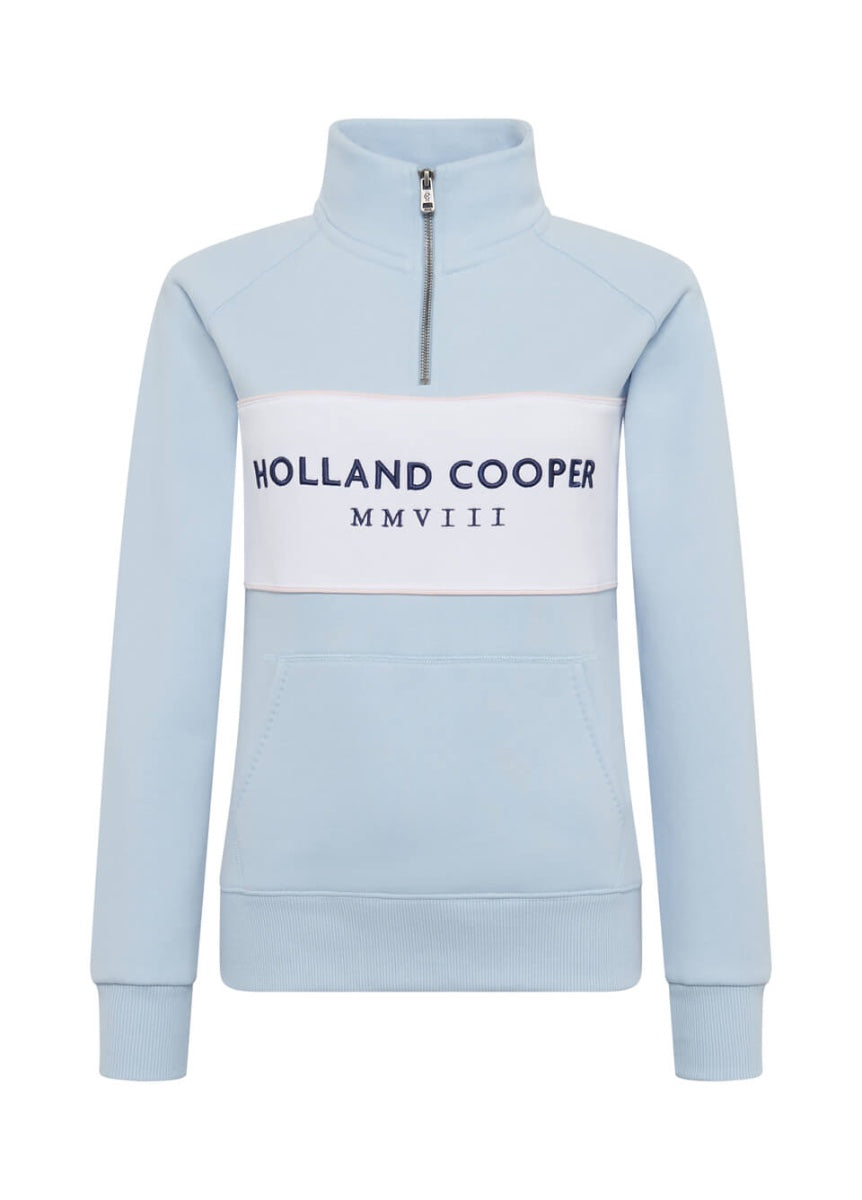 Holland Cooper Sporting Heritage Zip Henley - Pale Blue