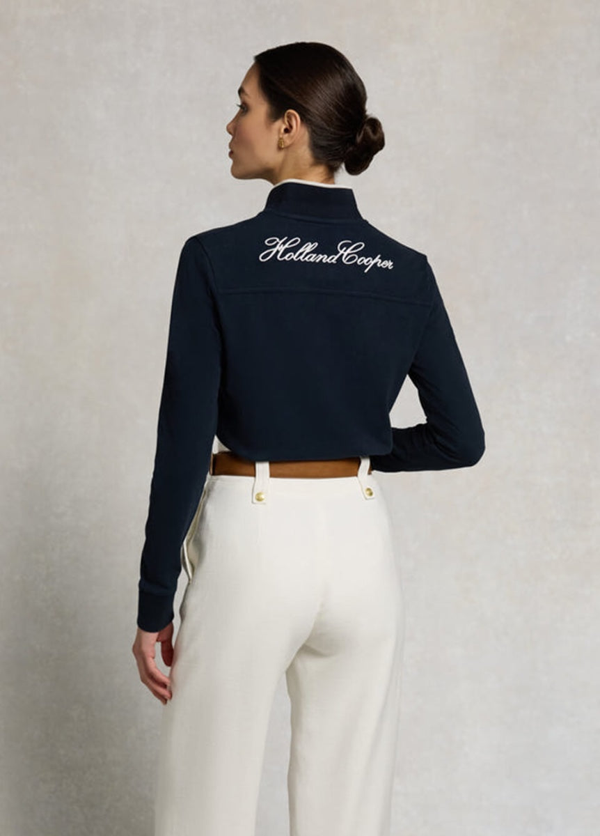 Holland Cooper Heritage Long Sleeve Polo Shirt - Ink Navy