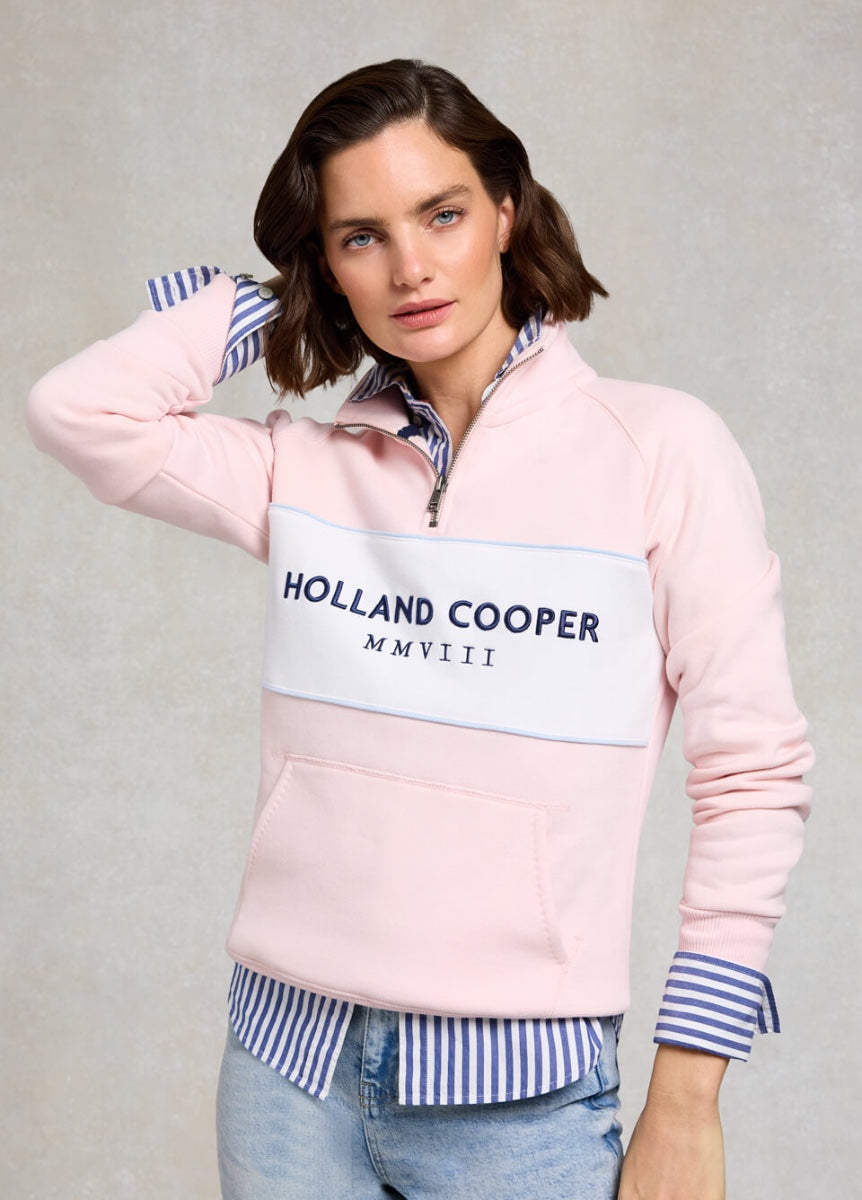 Holland Cooper Sporting Heritage Zip Henley - Pink