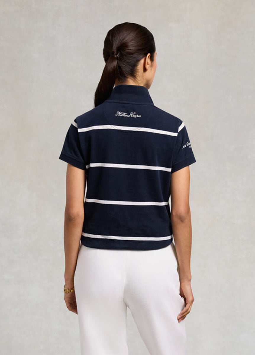 Holland Cooper Heritage Short Sleeve Polo Shirt - Ink Navy Stripe