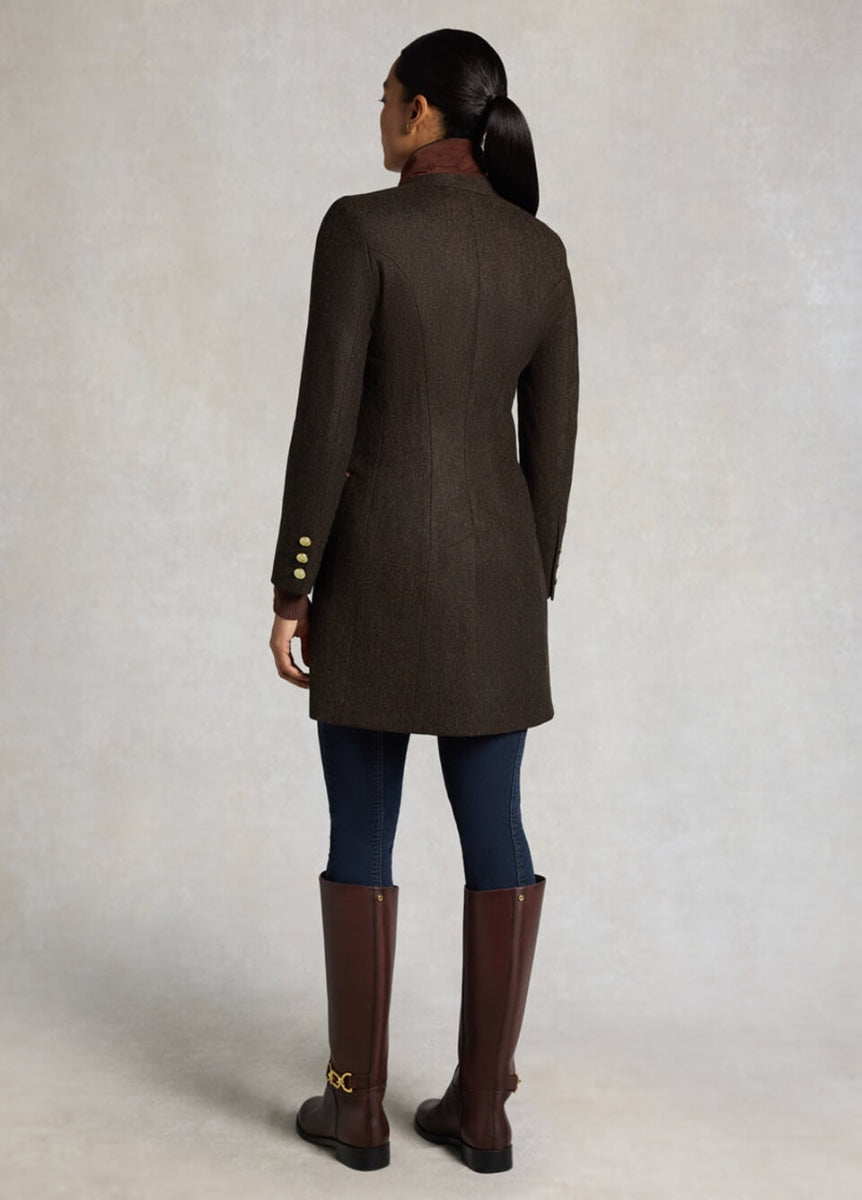 Holland Cooper Highgrove Tweed Coat - Chocolate Herringbone