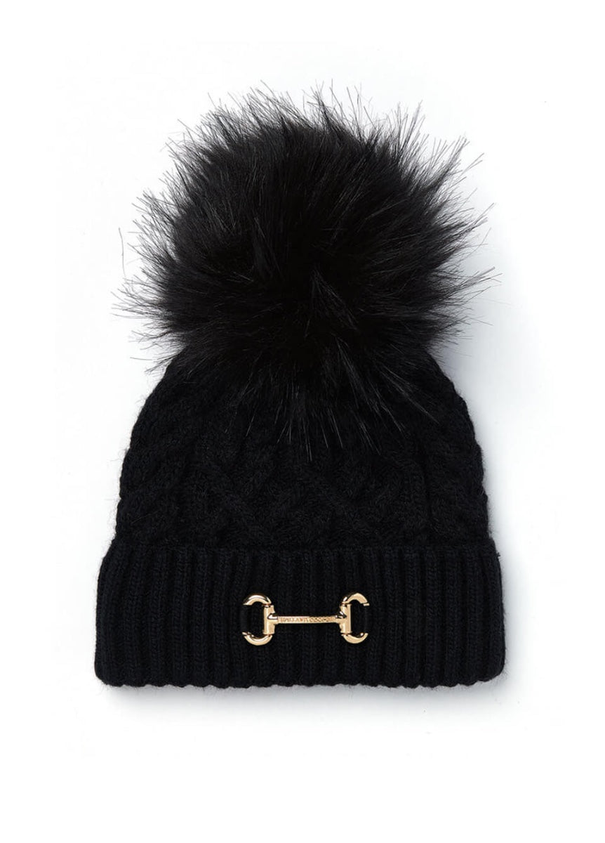 Holland Cooper Horsebit Bobble Hat - Black