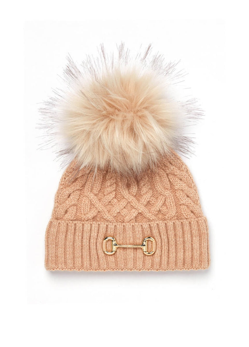 Holland Cooper Horsebit Bobble Hat - Camel