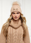Holland Cooper Horsebit Bobble Hat - Camel