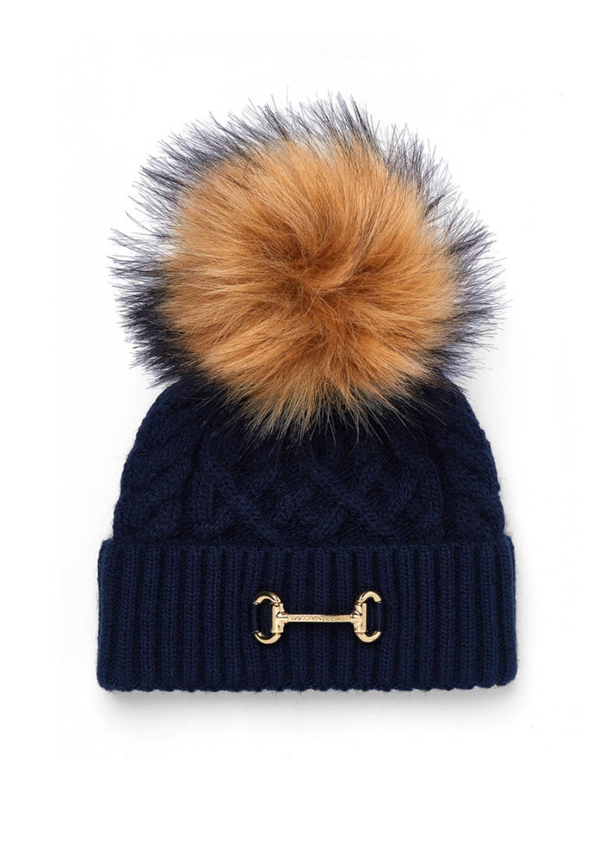 Holland Cooper Horsebit Bobble Hat - Ink Navy