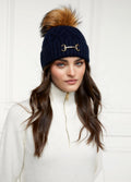 Holland Cooper Horsebit Bobble Hat - Ink Navy