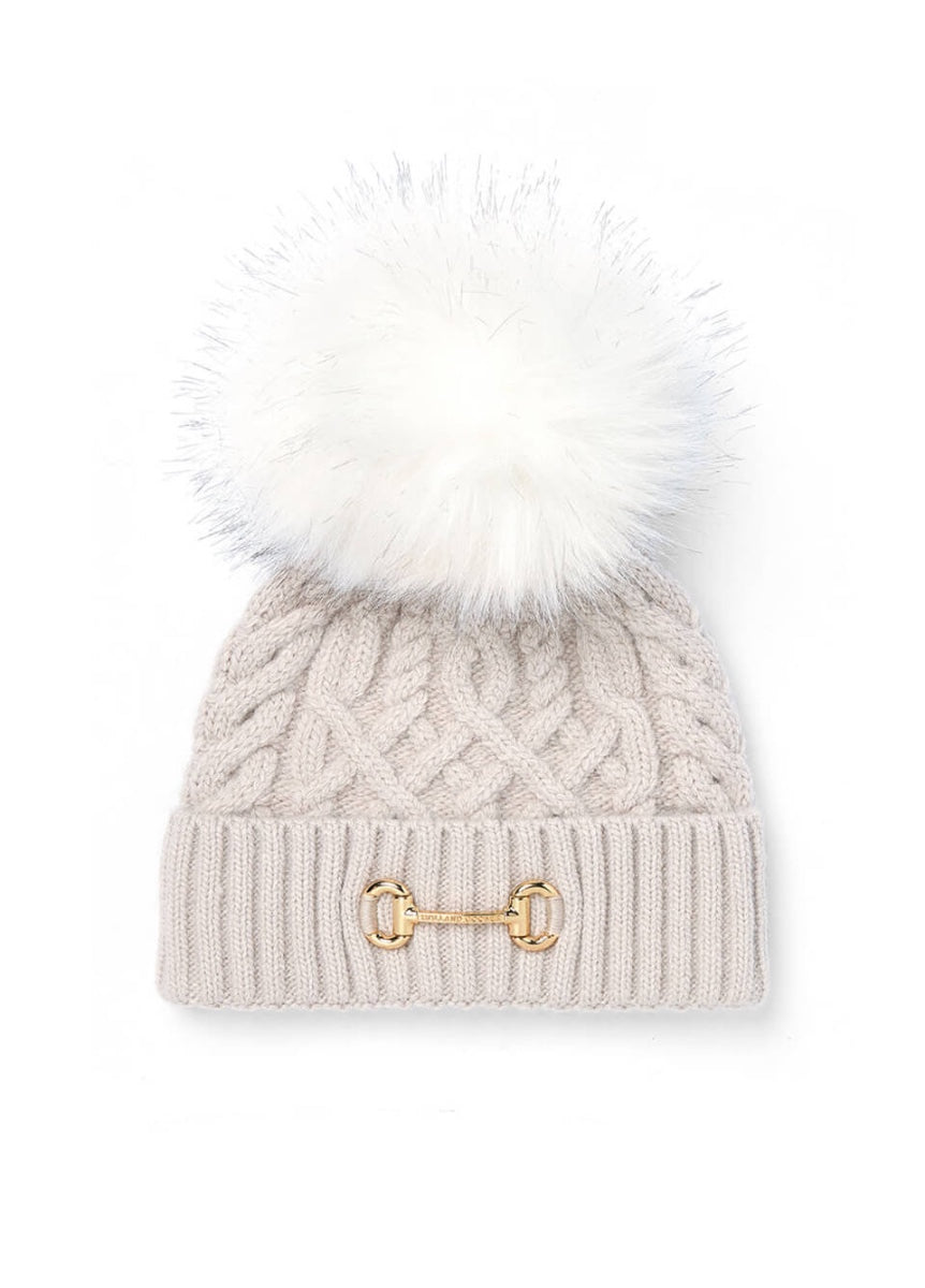 Holland Cooper Horsebit Bobble Hat - Taupe