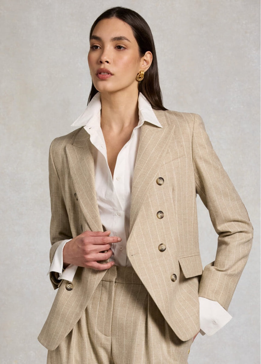 Holland Cooper Knightsbridge Blazer - Oatmeal Pinstripe