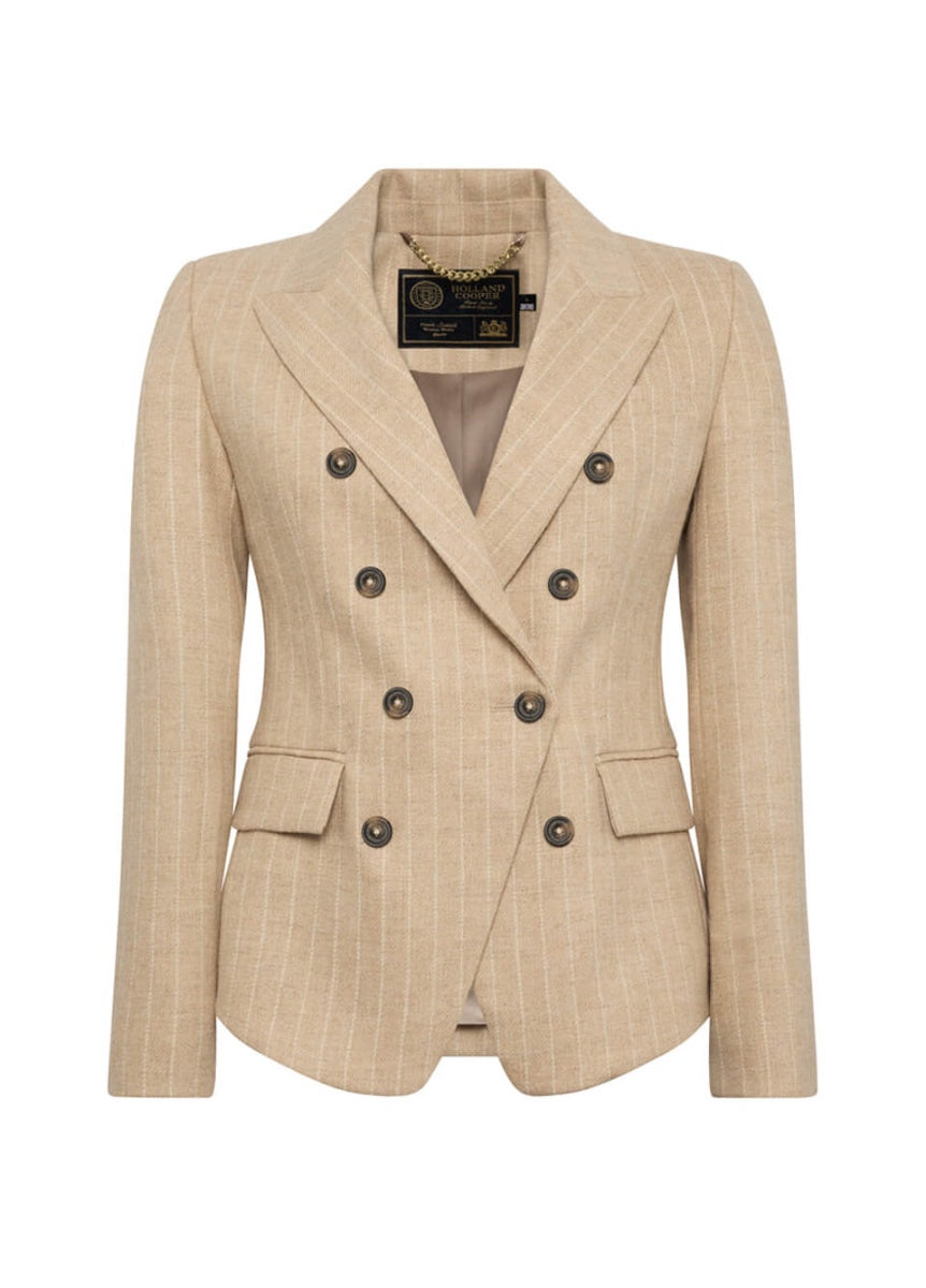 Holland Cooper Knightsbridge Blazer - Oatmeal Pinstripe