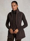 Holland Cooper Country Longline Fleece Gilet - Chocolate