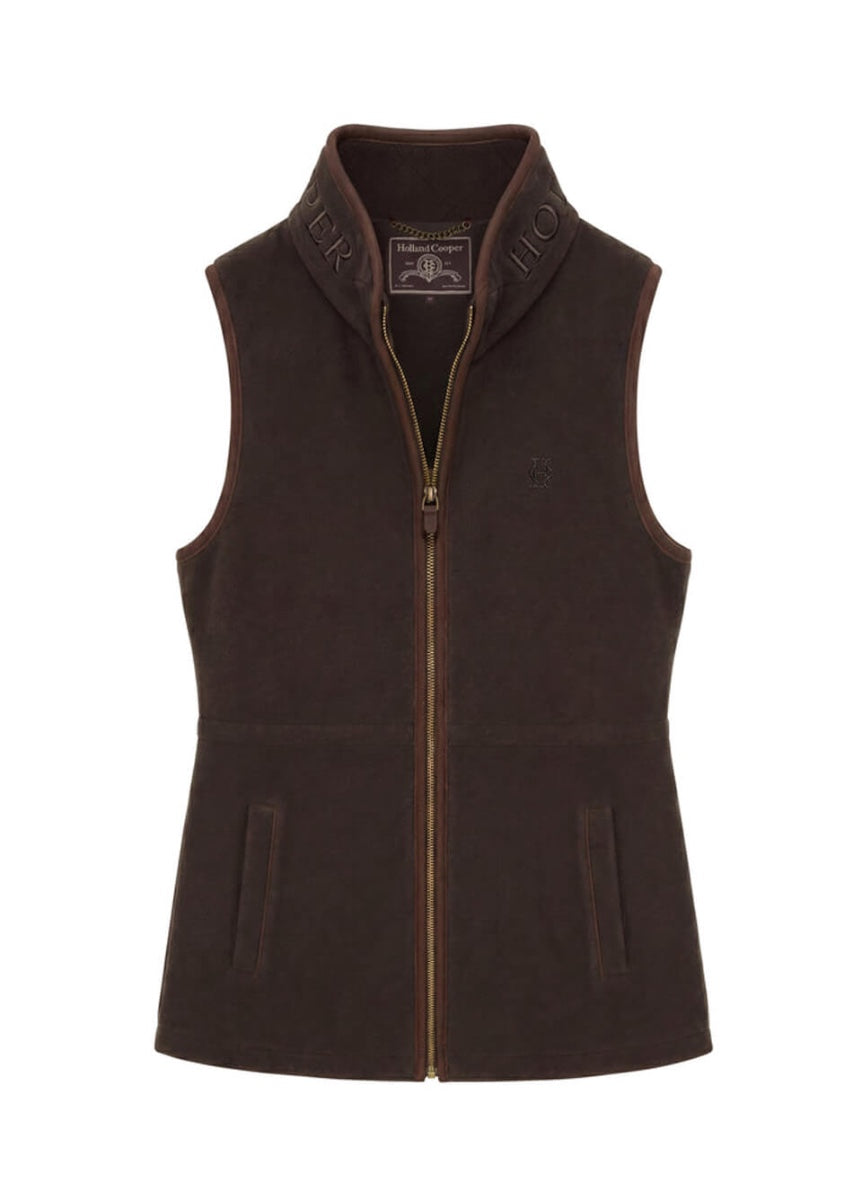 Holland Cooper Country Longline Fleece Gilet - Chocolate