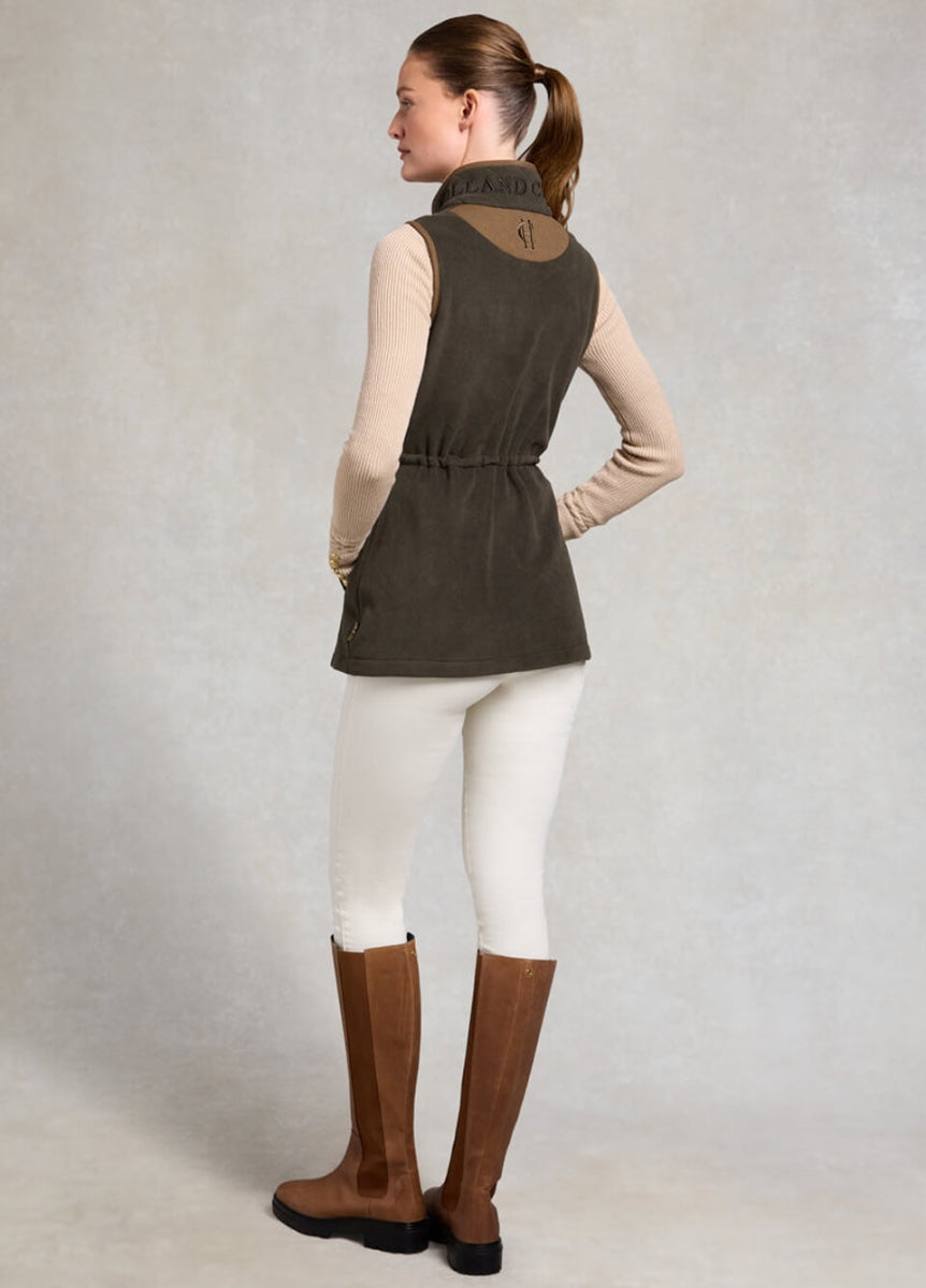 Holland Cooper Country Longline Fleece Gilet - Khaki