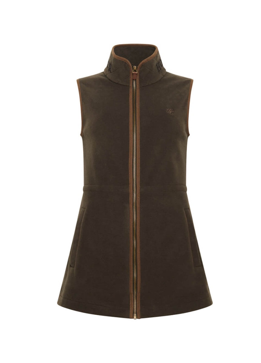 Holland Cooper Country Longline Fleece Gilet - Khaki