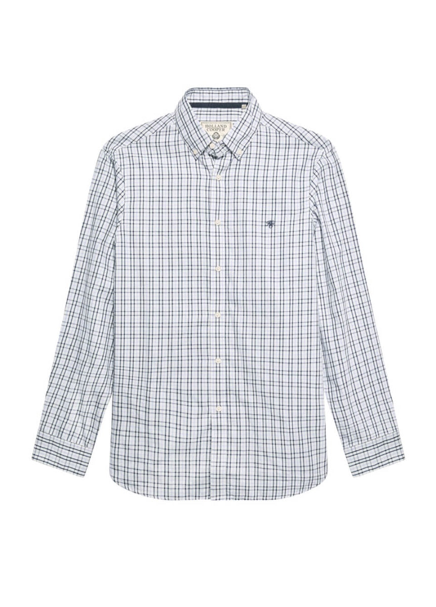 Holland Cooper Men's Classic Woven Button Down Shirt - Cheltenham Check Blue