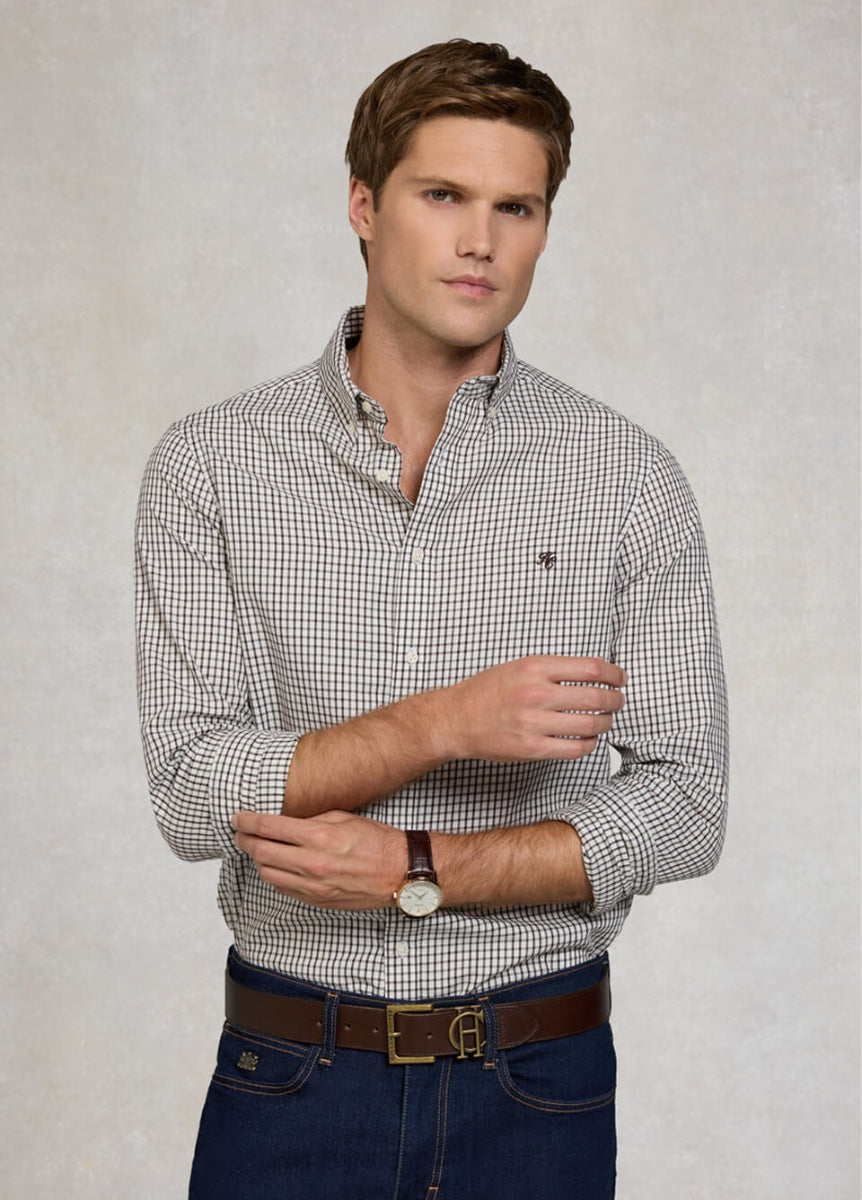 Holland Cooper Men's Classic Woven Button Down Shirt - Cheltenham Check Green