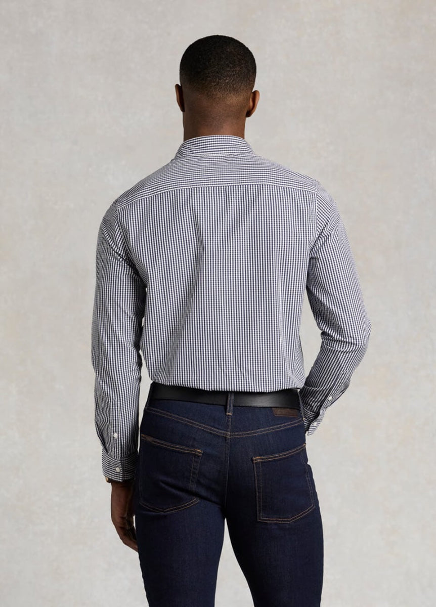 Holland Cooper Men's Slim Fit Button Down Shirt - Navy Gingham