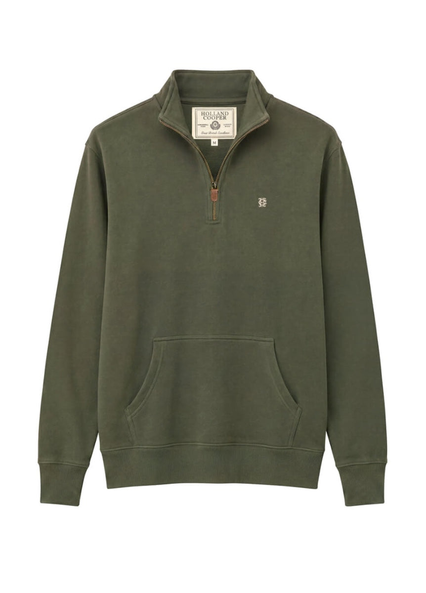 Holland Cooper Men's Classic Quarter Zip Sweat - Khaki