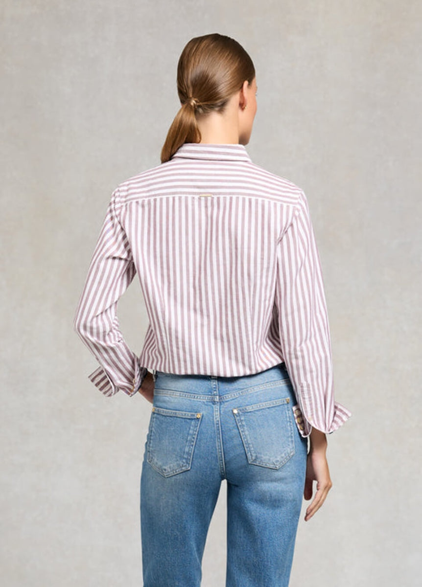 Holland Cooper Oxford Shirt - Washed Burgundy Stripe
