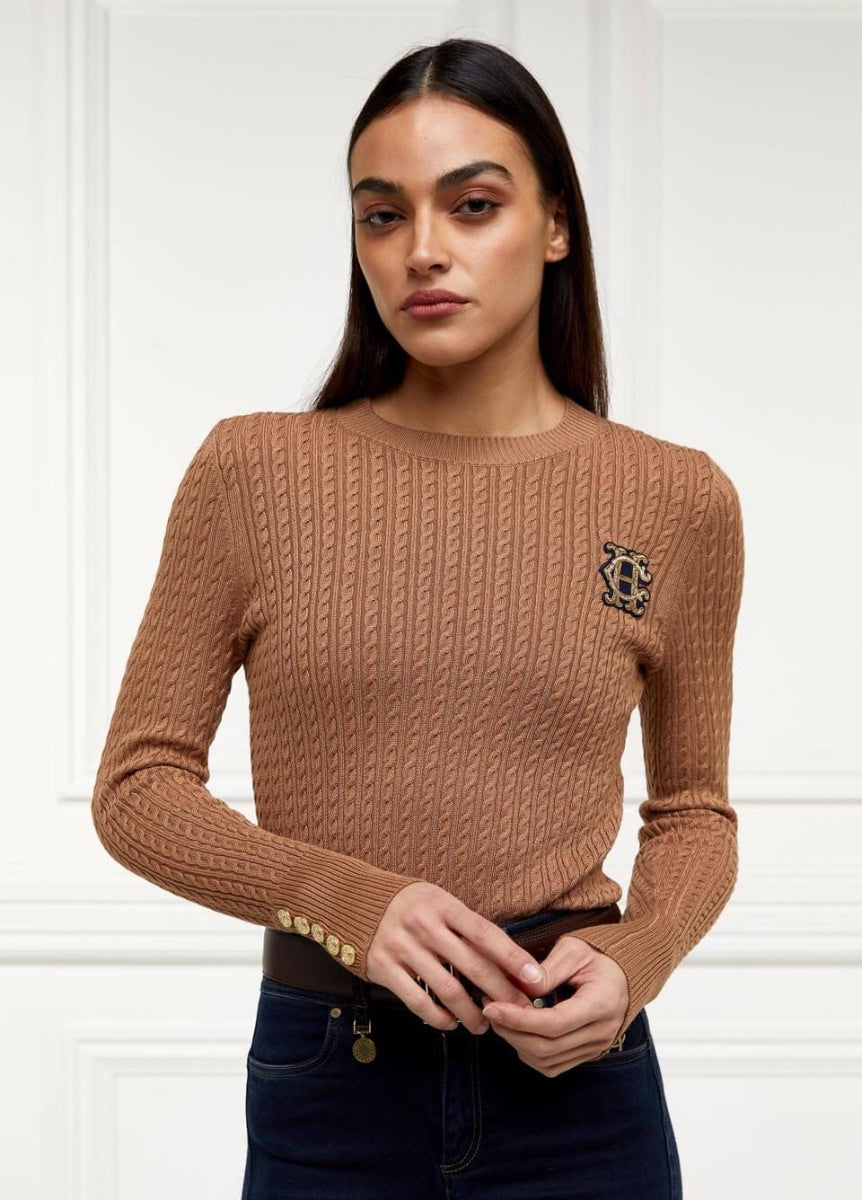 Holland Cooper Princeton Crew Neck Knit - Dark Camel