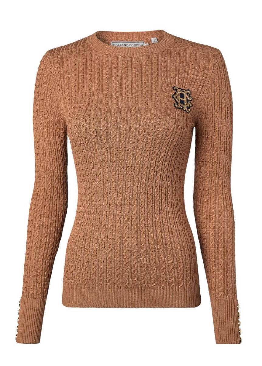 Holland Cooper Princeton Crew Neck Knit - Dark Camel