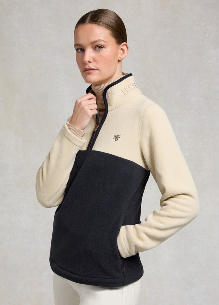Holland Cooper Quarter Zip Jacket - Ecru/Navy