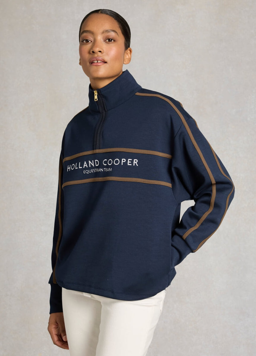 Holland Cooper Equestrian Quarter Zip Neck Sweat - Ink Navy