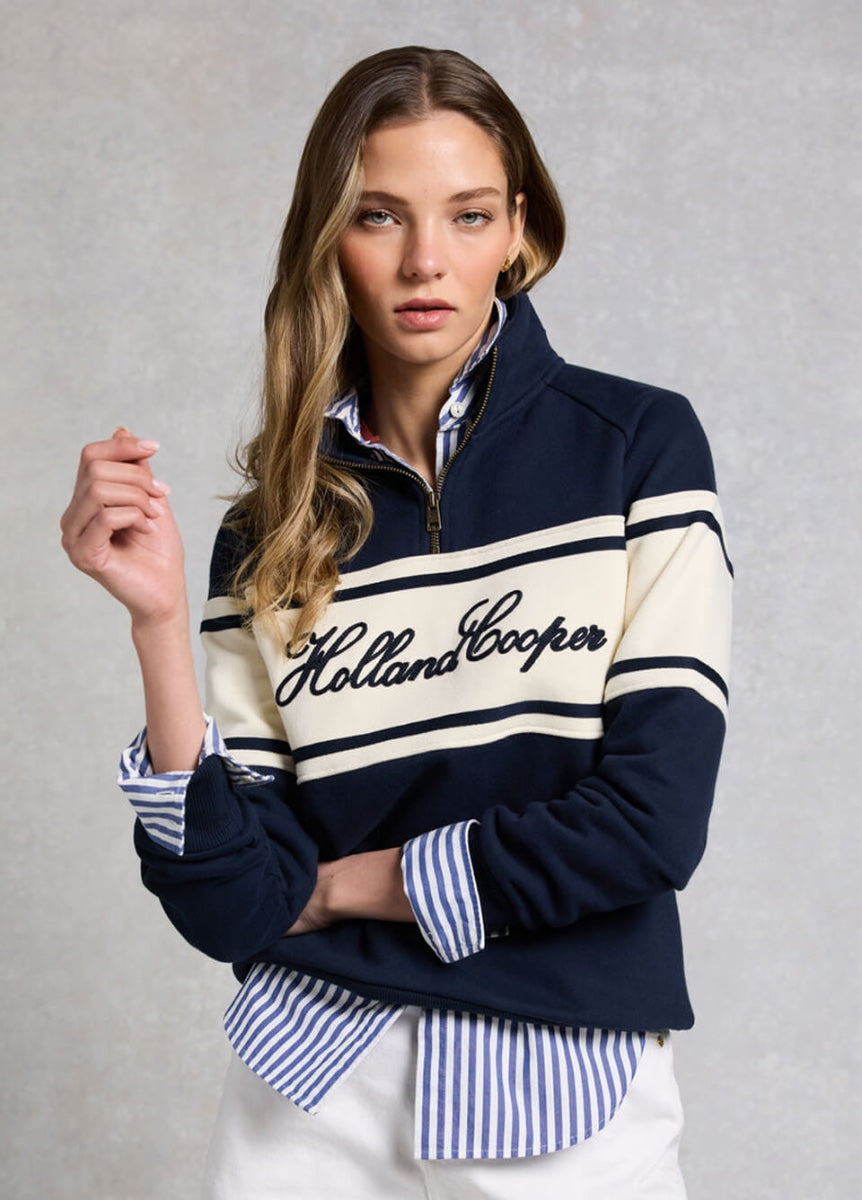Holland Cooper Signature Quarter Zip Sweat - Ink Navy