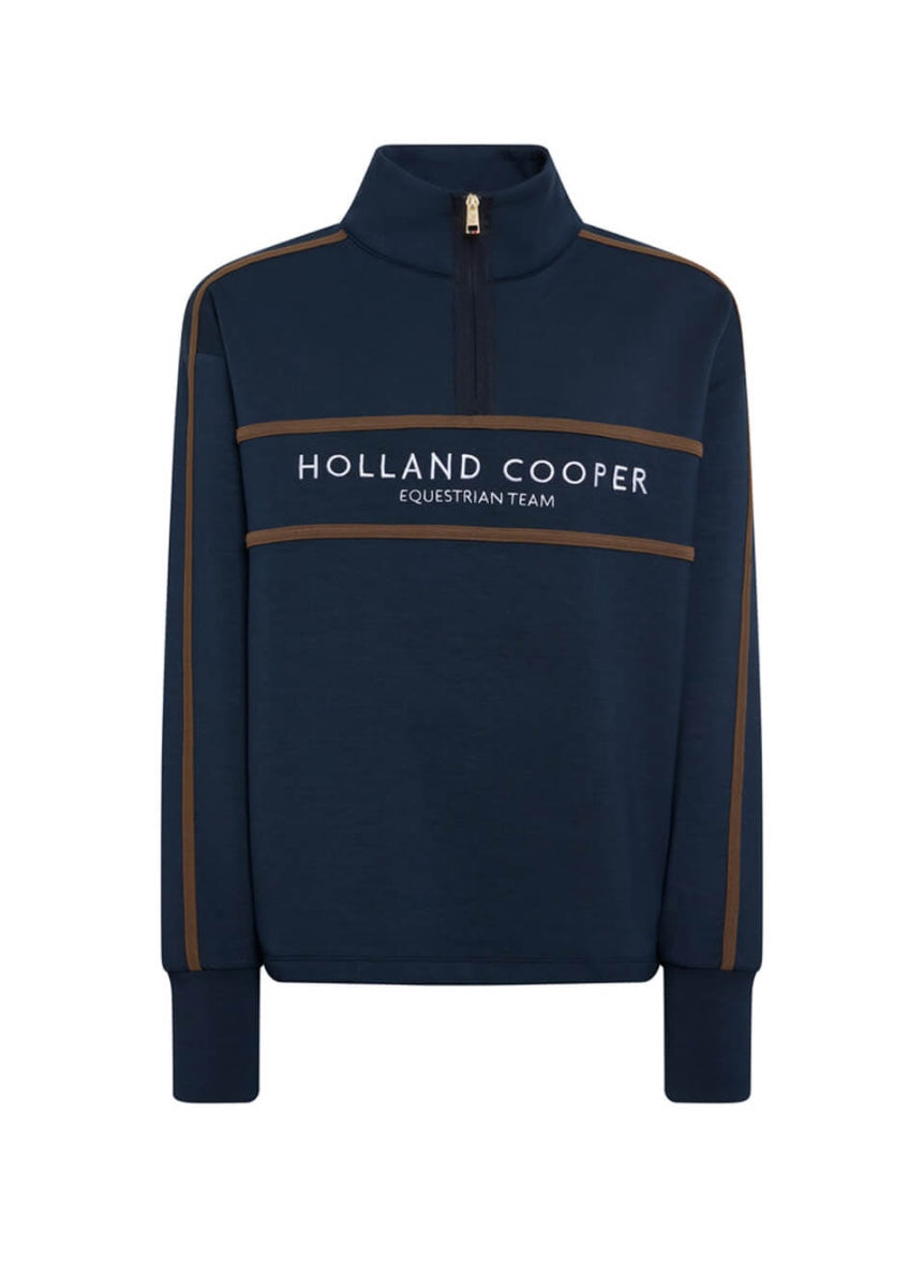 Holland Cooper Equestrian Quarter Zip Neck Sweat - Ink Navy