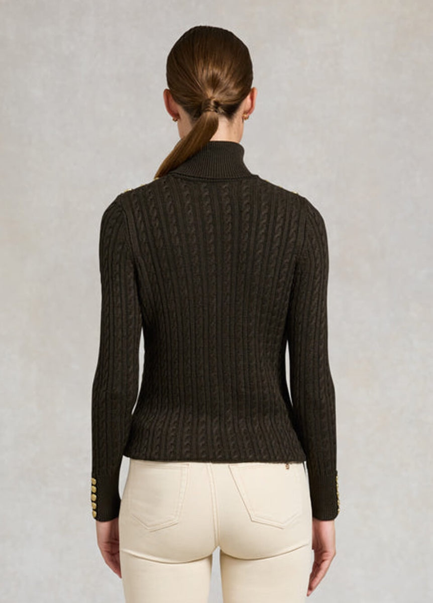 Holland Cooper Seattle Roll Neck Cable Knit - Fern Green