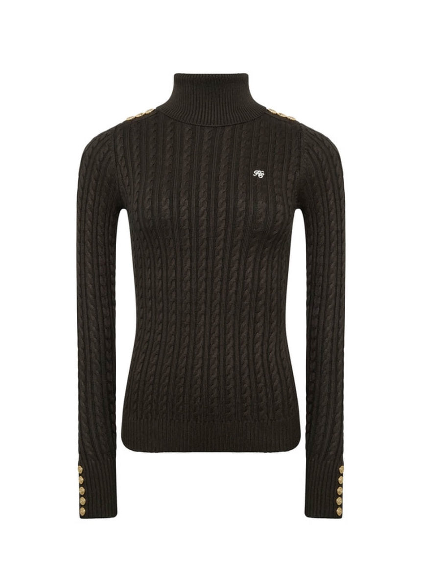 Holland Cooper Seattle Roll Neck Cable Knit - Fern Green