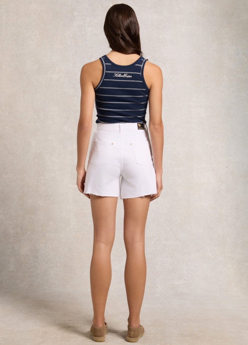 Holland Cooper High Rise Denim Short - Optic White