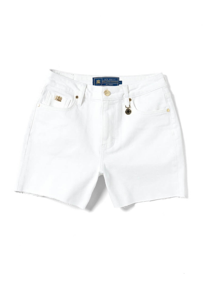 Holland Cooper High Rise Denim Short - Optic White